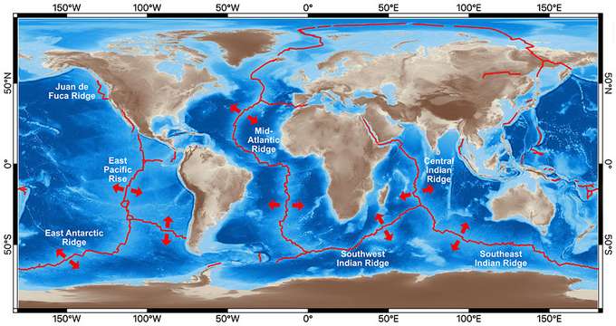 Weltkarte mit Plattengrenzen