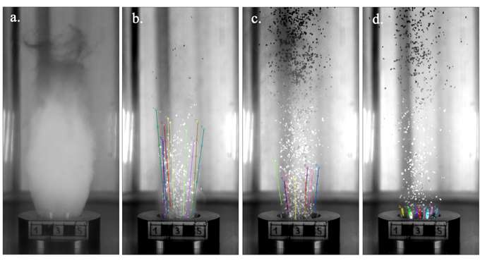 experimenteller Vulkanismus Laboraufbau Auswurf von Partikeln