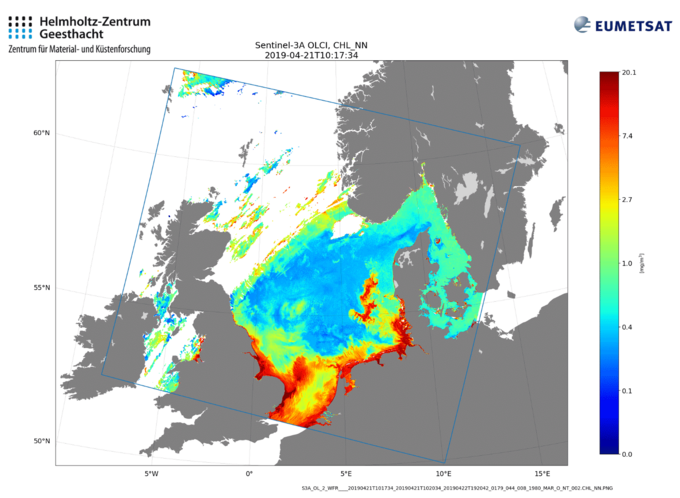 Chlorophyllkonzentration der Nordsee Karte Nordsee