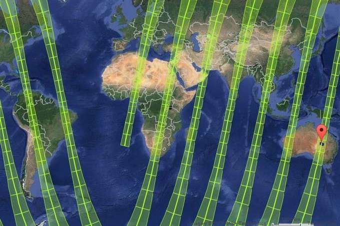 Bodenspuren des Satelliten „TET-1“