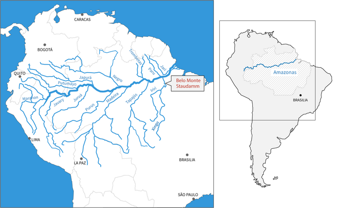 Karte Amazonas und Nebenflüsse