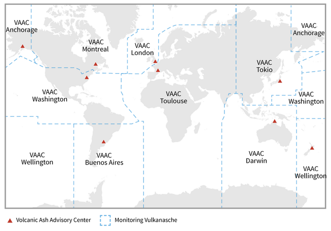 Weltkarte mit Standorten der Advisory Center